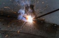 SMAW Ã¢â¬â Shielded metal arc welding and welding fumes. Royalty Free Stock Photo